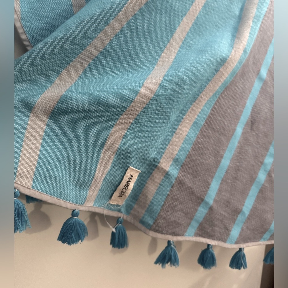 Mareora Round Striped Beach Towel w/ Fringe - Picture 3 of 7